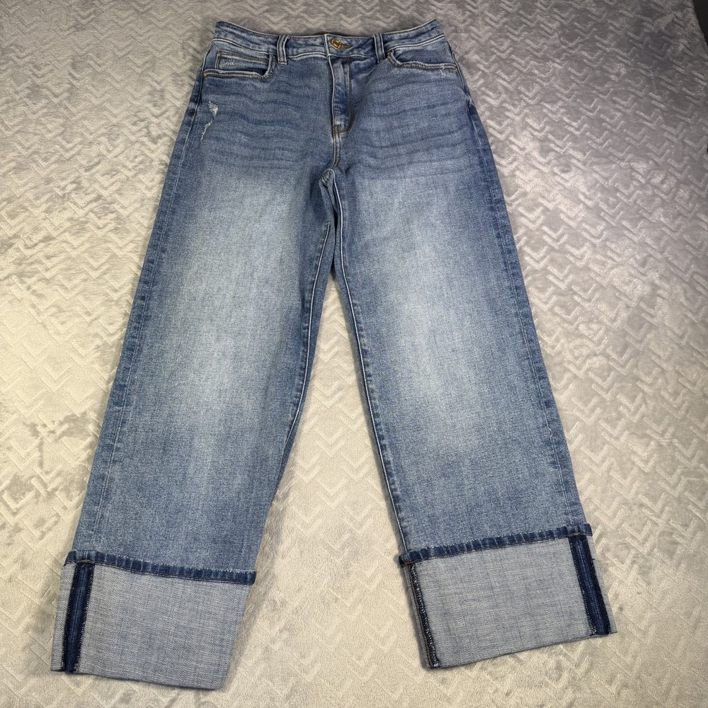 Kut from the Kloth Jeans Women Size 6 Sienna Cuffed Wide Leg High Rise Denim